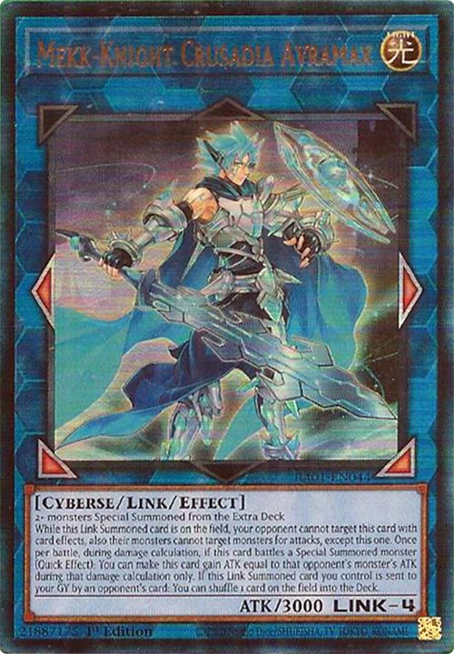 Mekk-Knight Crusadia Avramax [RA01-EN044] Prismatic Ultimate Rare | Arkham Games and Comics