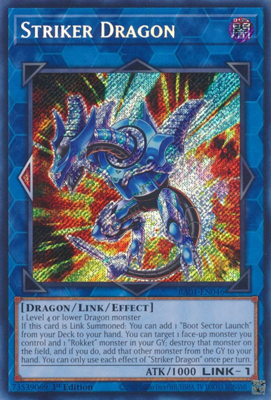 Striker Dragon [RA01-EN046] Secret Rare | Arkham Games and Comics