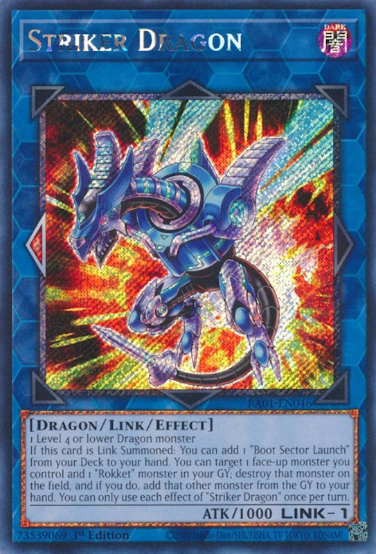 Striker Dragon [RA01-EN046] Platinum Secret Rare | Arkham Games and Comics