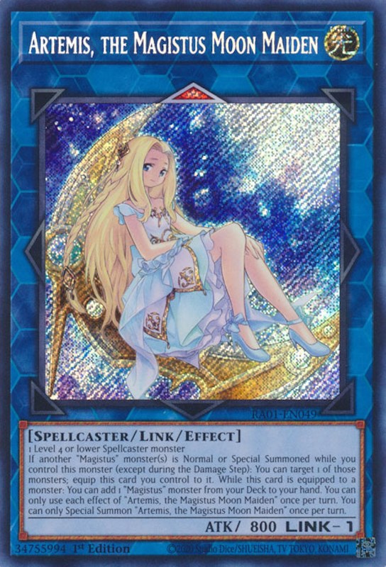 Artemis, the Magistus Moon Maiden [RA01-EN049] Secret Rare | Arkham Games and Comics