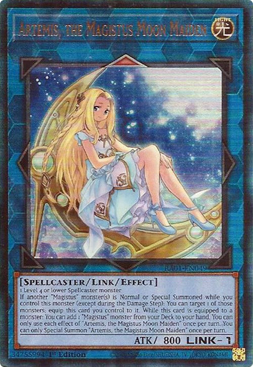 Artemis, the Magistus Moon Maiden [RA01-EN049] Prismatic Ultimate Rare | Arkham Games and Comics