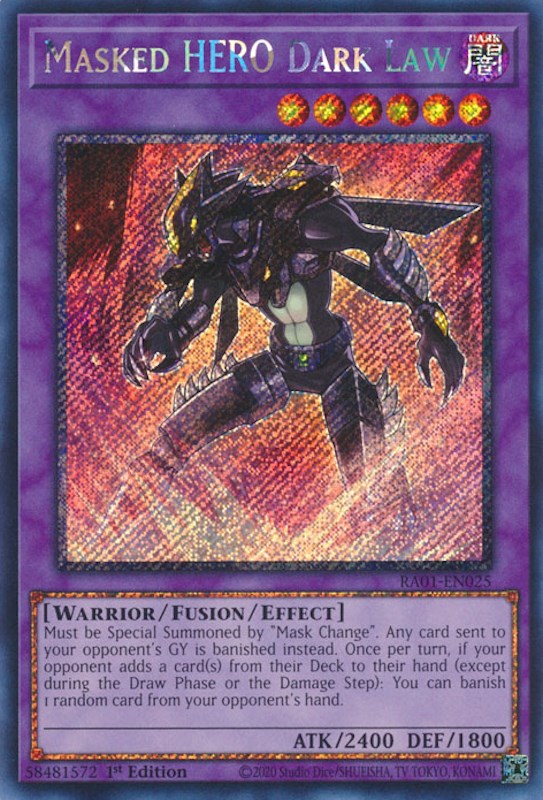 Masked HERO Dark Law [RA01-EN025] Platinum Secret Rare | Arkham Games and Comics