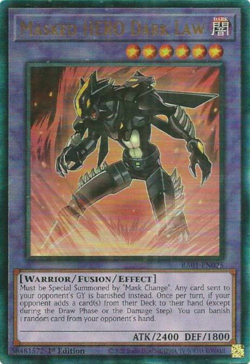 Masked HERO Dark Law [RA01-EN025] Prismatic Ultimate Rare | Arkham Games and Comics