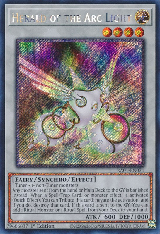 Herald of the Arc Light [RA01-EN031] Platinum Secret Rare | Arkham Games and Comics