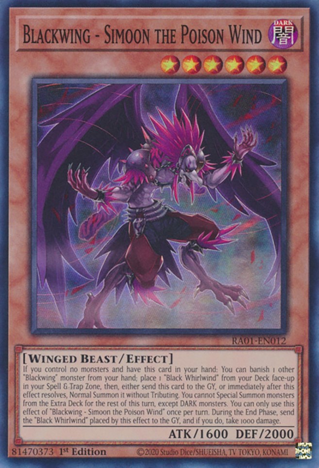 Blackwing - Simoon the Poison Wind [RA01-EN012] Super Rare | Arkham Games and Comics