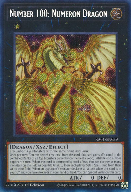 Number 100: Numeron Dragon [RA01-EN039] Secret Rare | Arkham Games and Comics