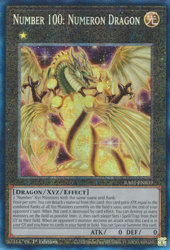 Number 100: Numeron Dragon [RA01-EN039] Prismatic Collector's Rare | Arkham Games and Comics