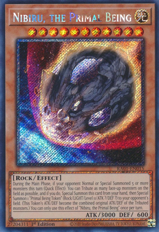 Nibiru, the Primal Being [RA01-EN015] Platinum Secret Rare | Arkham Games and Comics