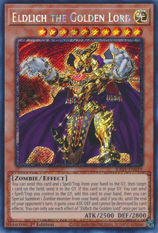 Eldlich the Golden Lord [RA01-EN019] Platinum Secret Rare | Arkham Games and Comics