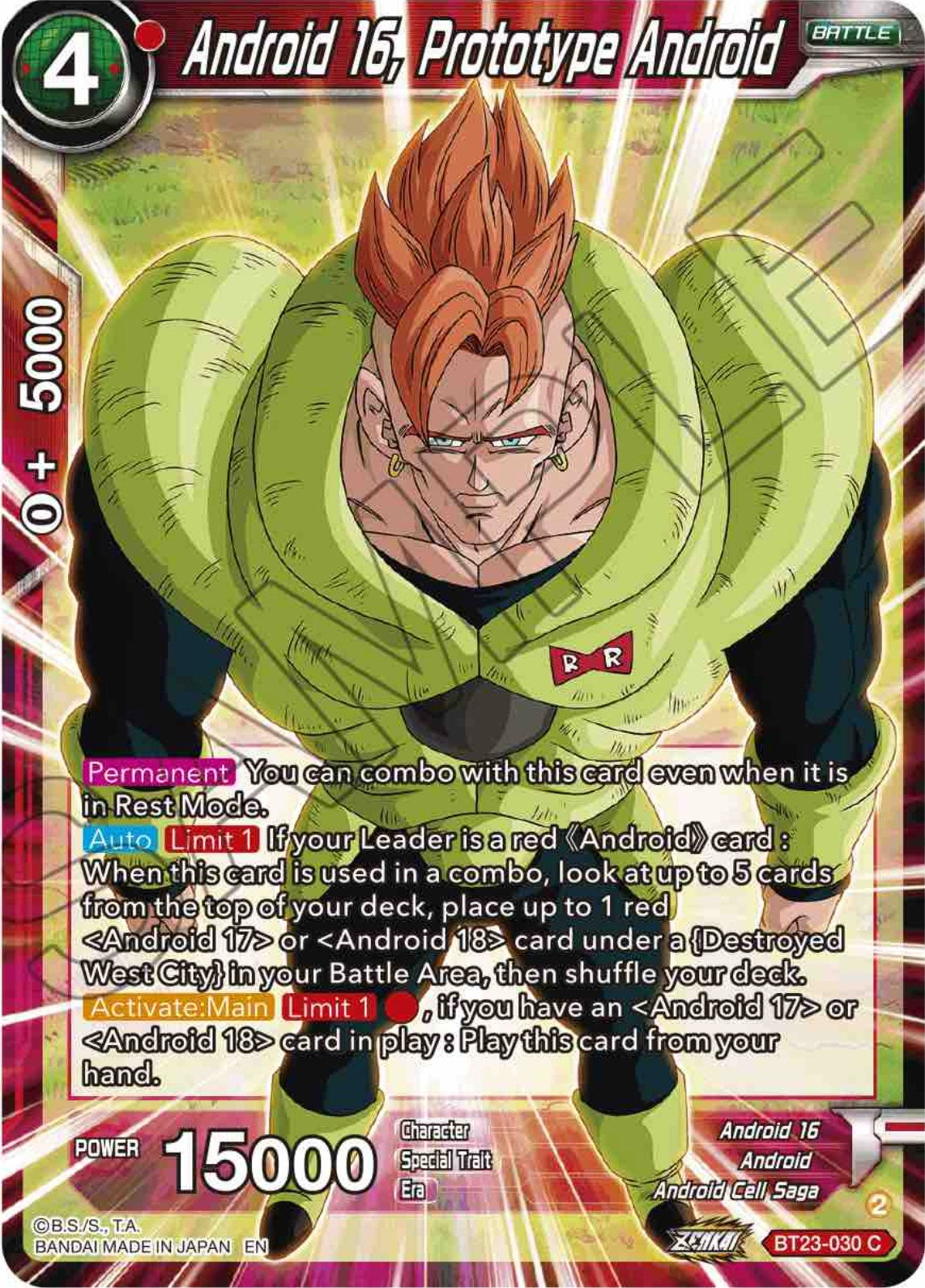 Android 16, Prototype Android (BT23-030) [Perfect Combination] | Arkham Games and Comics