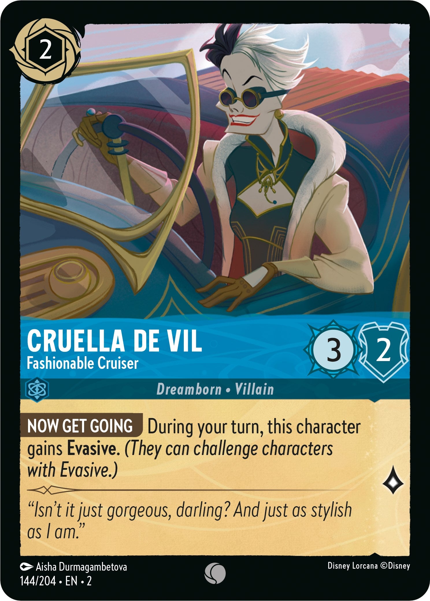 Cruella De Vil - Fashionable Cruiser (144/204) [Rise of the Floodborn] | Arkham Games and Comics