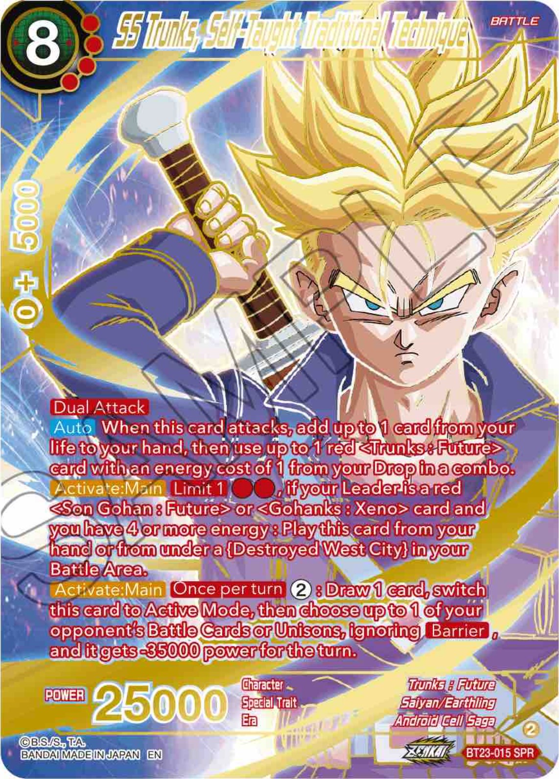 SS Trunks, Self-Taught Traditional Technique (SPR) (BT23-015) [Perfect Combination] | Arkham Games and Comics