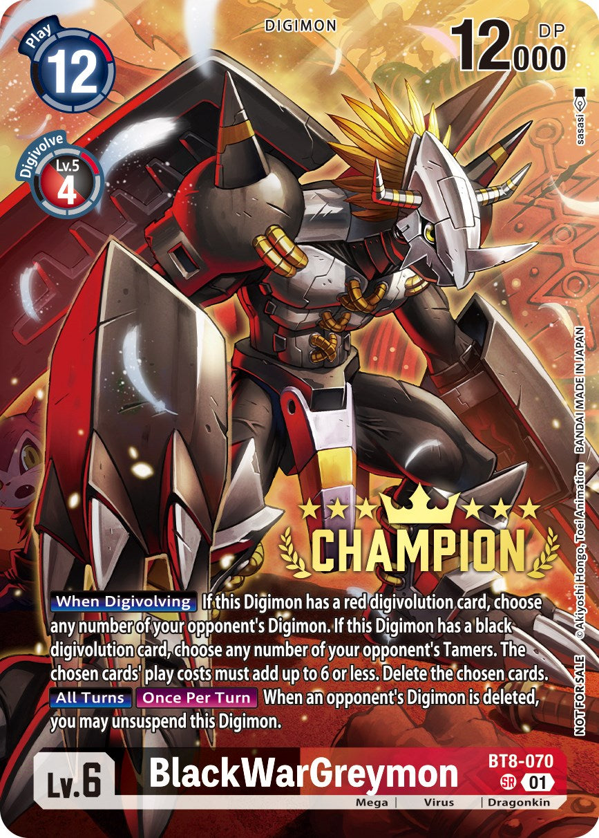BlackWarGreymon [BT8-070] (Digimon 3-On-3 November 2023 Champion) [New Awakening] | Arkham Games and Comics
