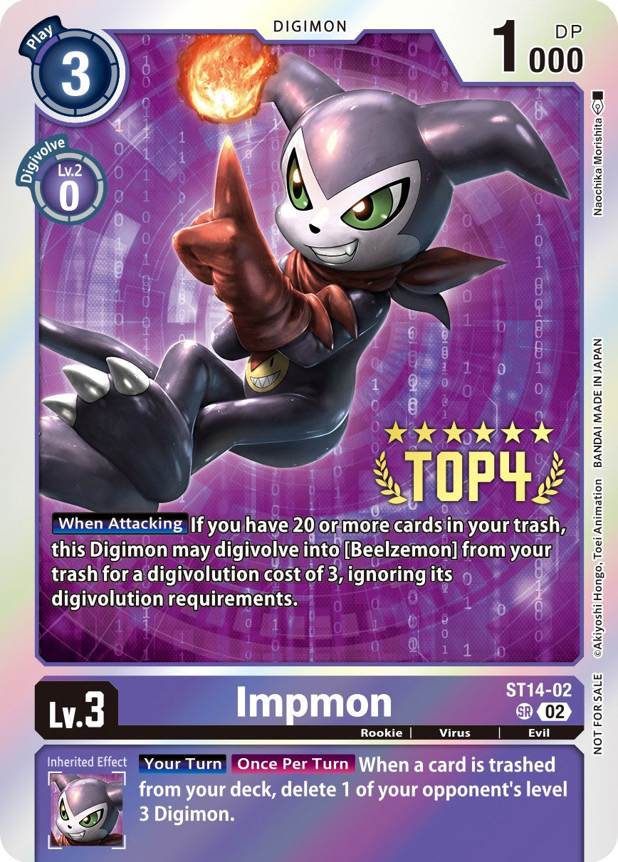 Impmon [ST14-02] (Digimon 3-On-3 November 2023 Top 4) [Starter Deck: Beelzemon Advanced Deck Set] | Arkham Games and Comics