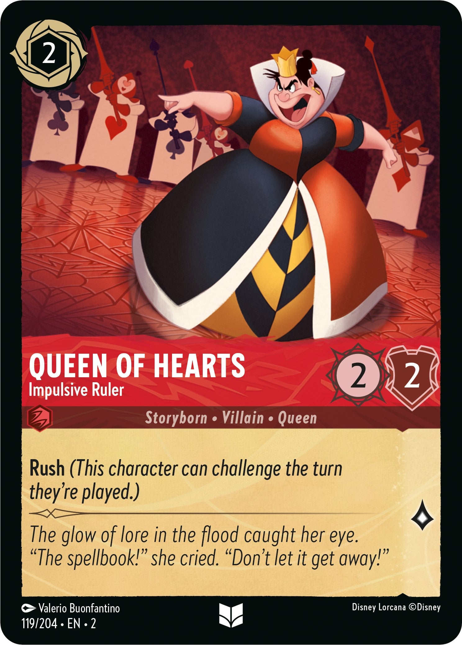 Queen of Hearts - Impulsive Ruler (119/204) [Rise of the Floodborn] | Arkham Games and Comics