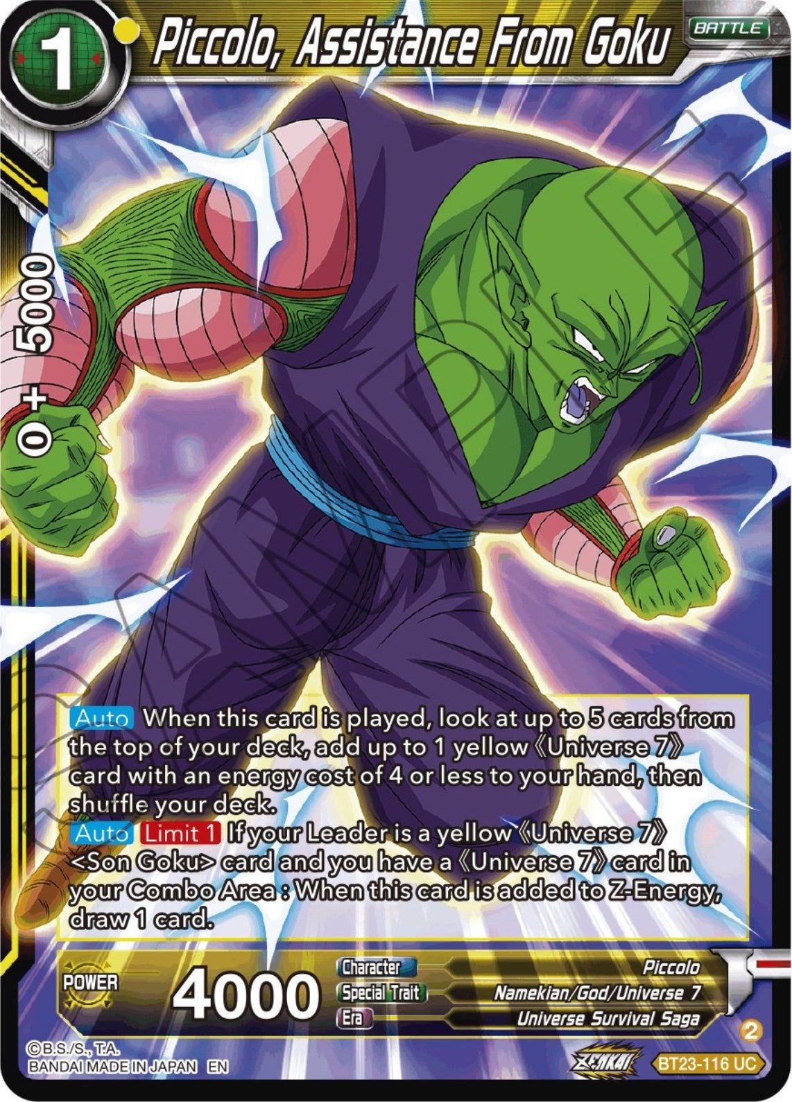 Piccolo, Assistance From Goku (BT23-116) [Perfect Combination] | Arkham Games and Comics