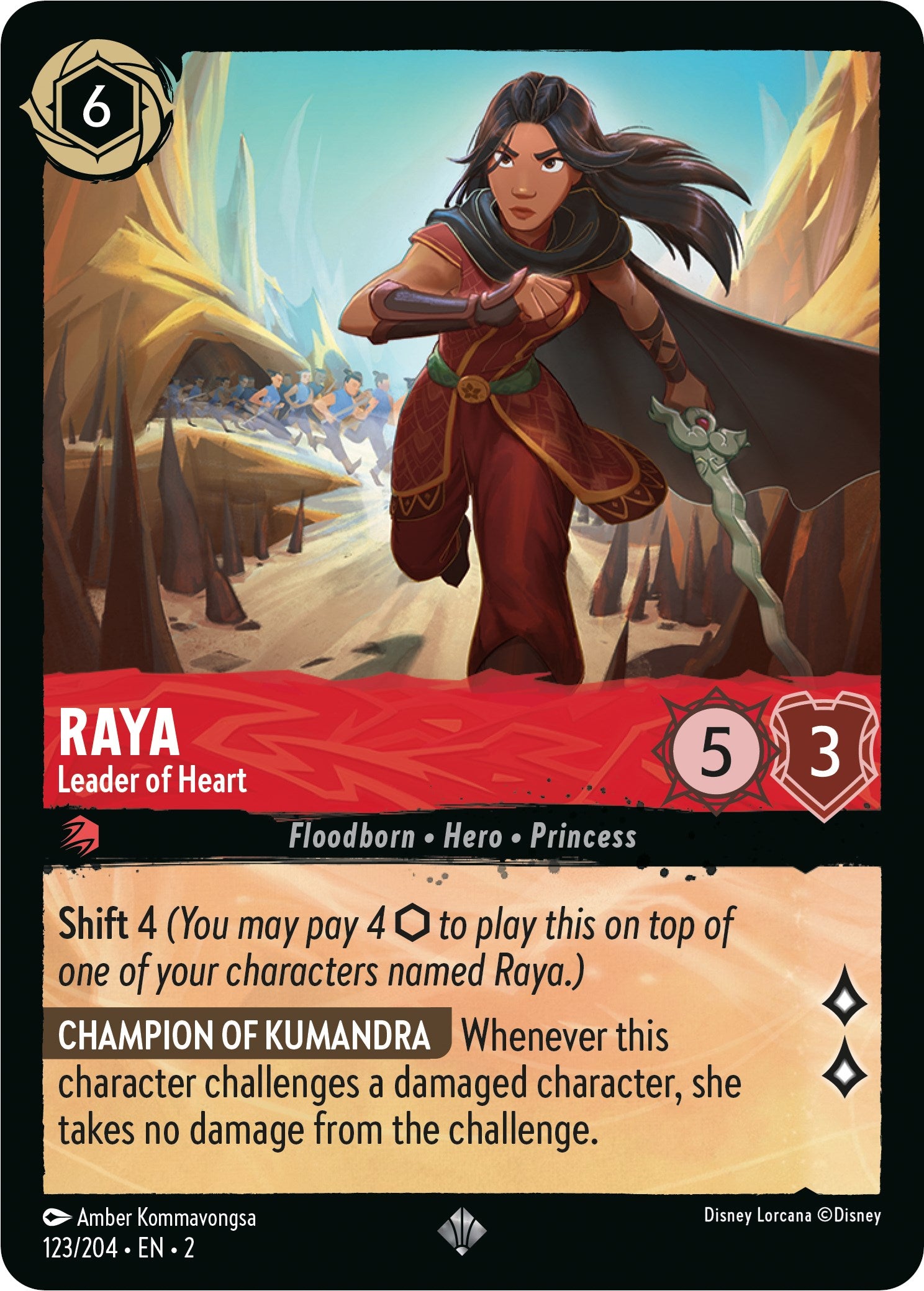 Raya - Leader of Heart (123/204) [Rise of the Floodborn] | Arkham Games and Comics