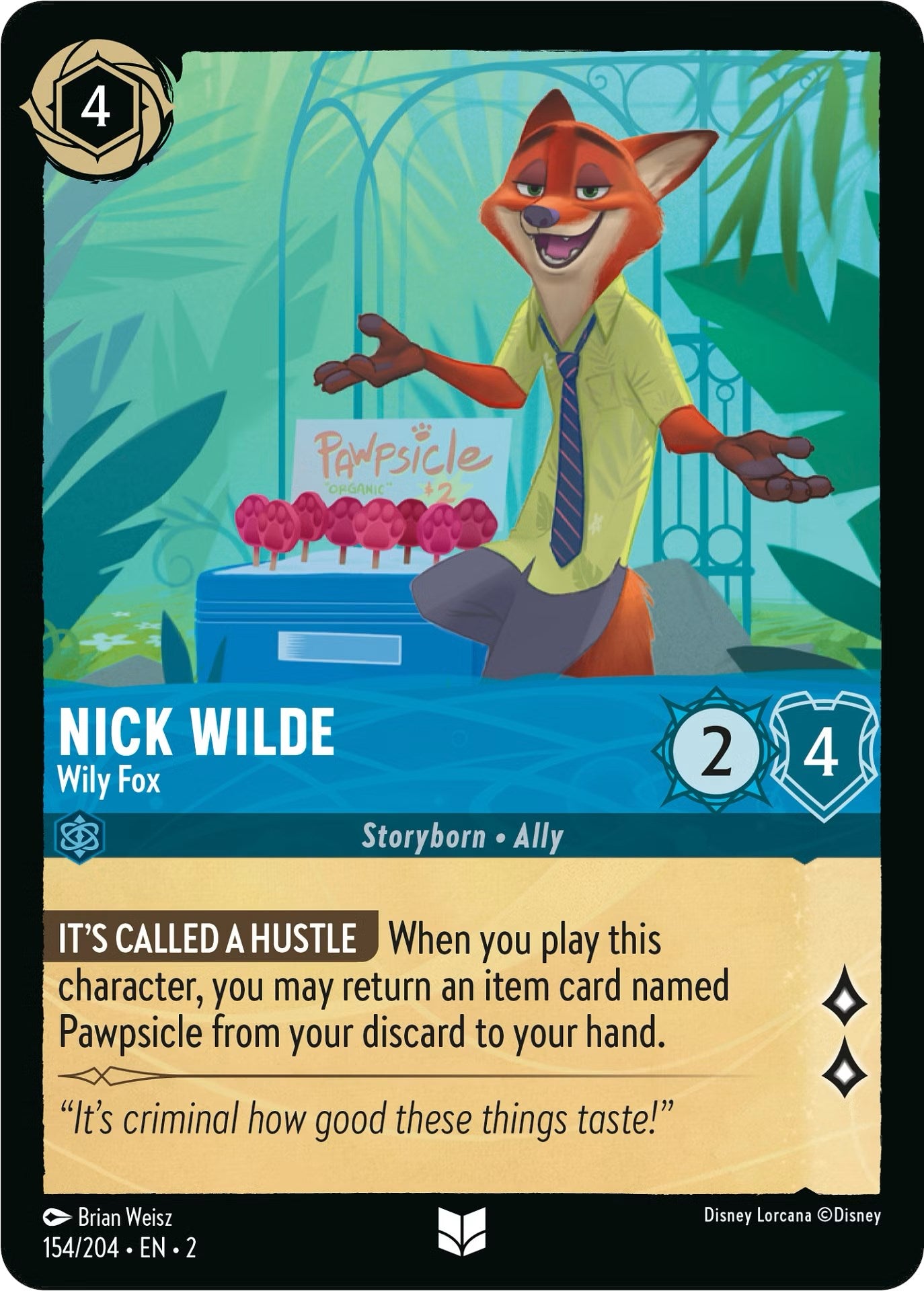 Nick Wilde - Wily Fox (154/204) [Rise of the Floodborn] | Arkham Games and Comics