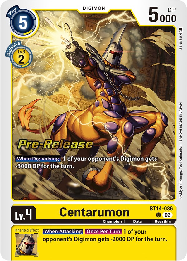 Centarumon [BT14-036] [Blast Ace Pre-Release Cards] | Arkham Games and Comics