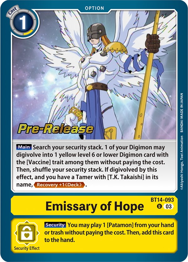 Emissary of Hope [BT14-093] [Blast Ace Pre-Release Cards] | Arkham Games and Comics
