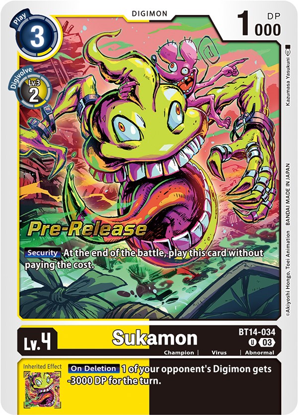 Sukamon [BT14-034] [Blast Ace Pre-Release Cards] | Arkham Games and Comics