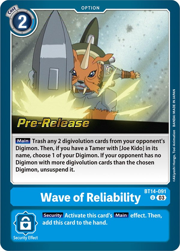 Wave of Reliability [BT14-091] [Blast Ace Pre-Release Cards] | Arkham Games and Comics