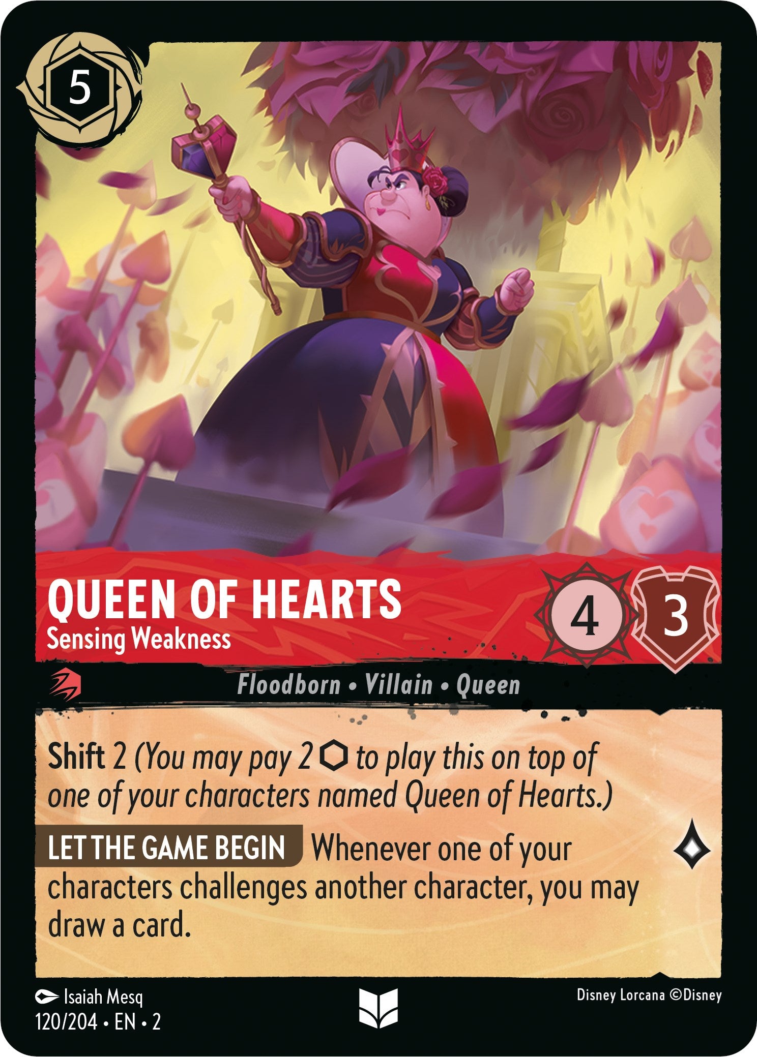 Queen of Hearts - Sensing Weakness (120/204) [Rise of the Floodborn] | Arkham Games and Comics