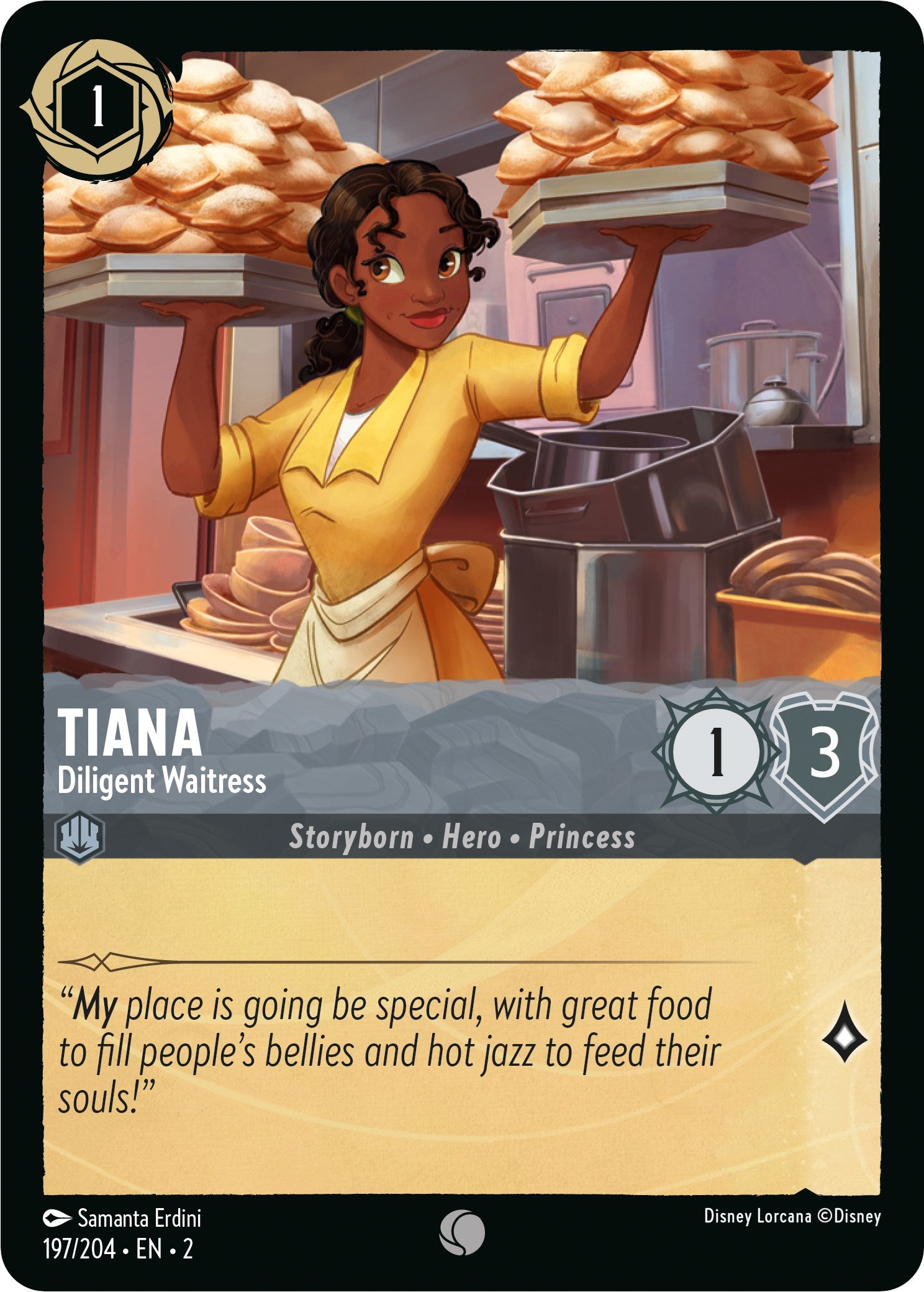 Tiana - Diligent Waitress (197/204) [Rise of the Floodborn] | Arkham Games and Comics