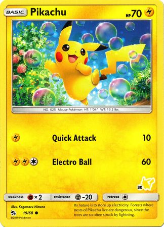 Pikachu (19/68) (Pikachu Stamp #30) [Battle Academy 2020] | Arkham Games and Comics