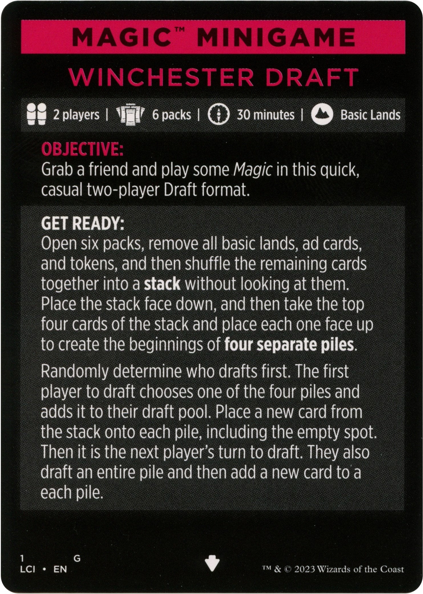 Winchester Draft (Magic Minigame) [The Lost Caverns of Ixalan Minigame] | Arkham Games and Comics