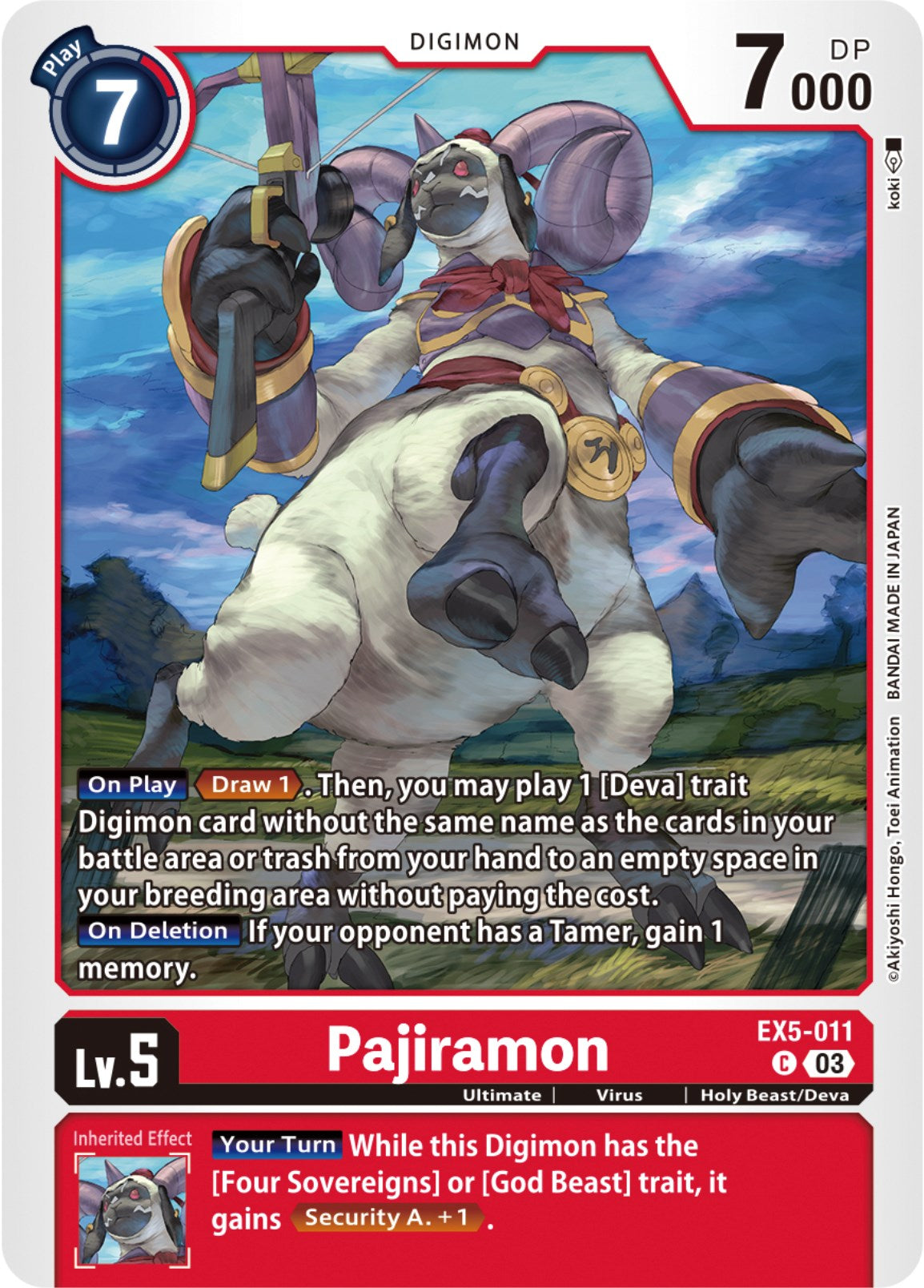 Pajiramon [EX5-011] [Animal Colosseum] | Arkham Games and Comics