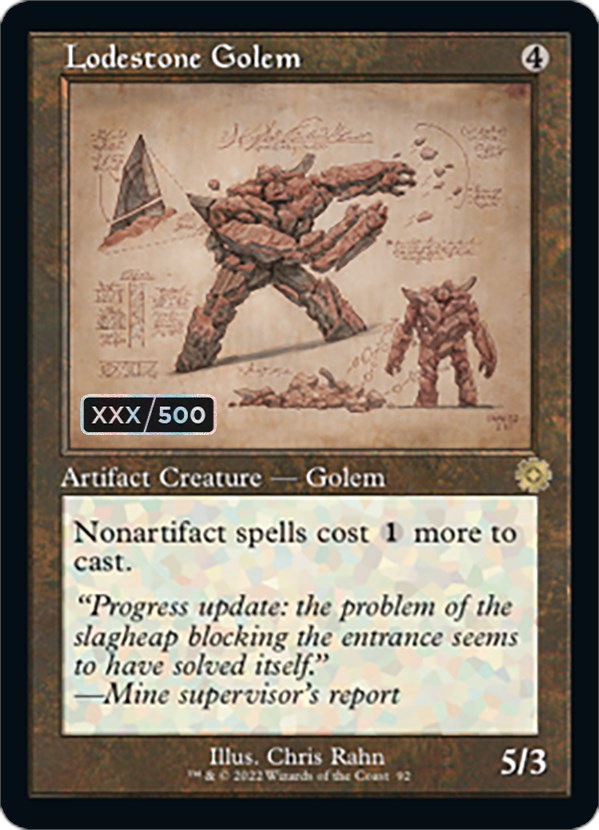 Lodestone Golem (Retro Schematic) (Serial Numbered) [The Brothers' War Retro Artifacts] | Arkham Games and Comics