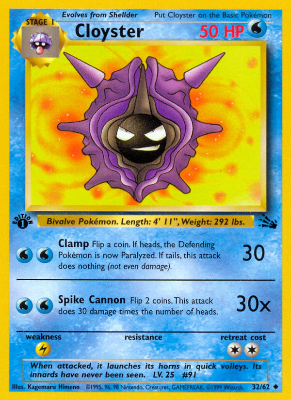 Cloyster (32/62) [Fossil 1st Edition] | Arkham Games and Comics