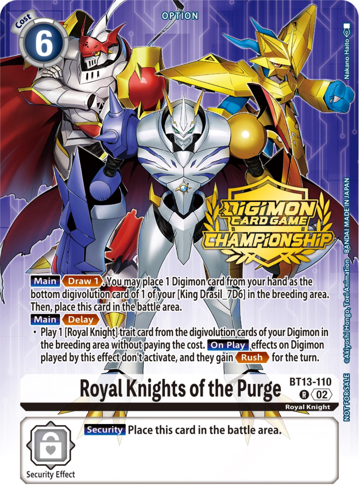 Royal Knights of the Purge [BT13-110] (Championship 2023 Tamers Pack) [Versus Royal Knights Promos] | Arkham Games and Comics