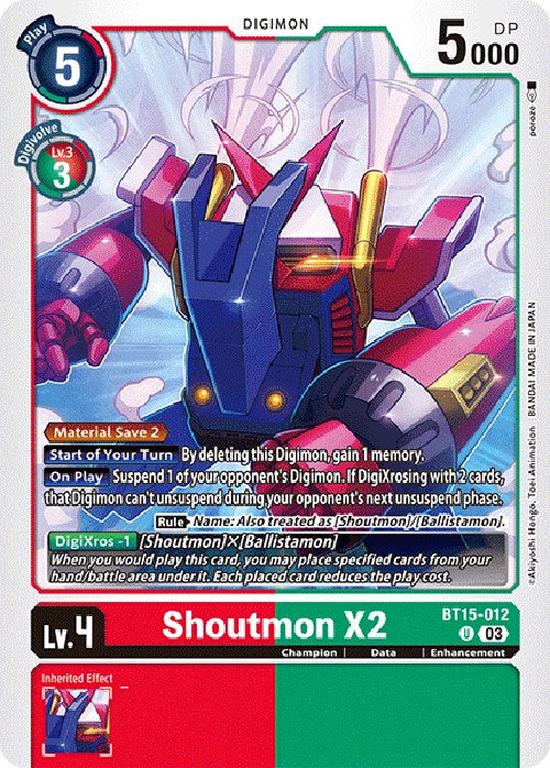 Shoutmon X2 [BT15-012] [Exceed Apocalypse] | Arkham Games and Comics