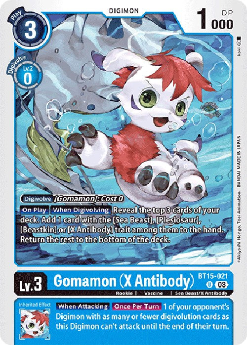 Gomamon [BT15-021] (X Antibody) [Exceed Apocalypse] | Arkham Games and Comics