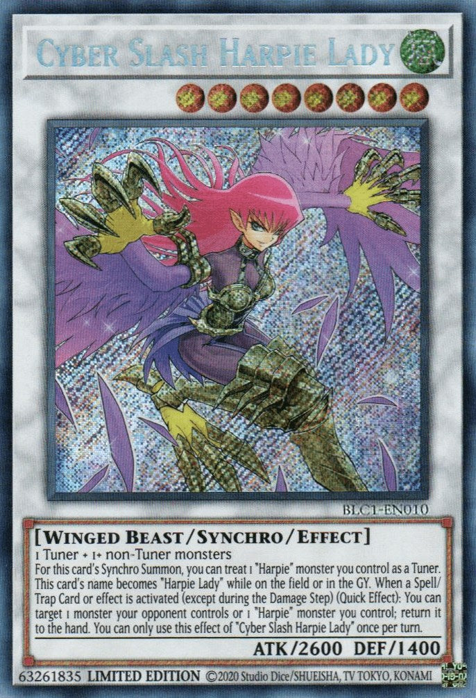 Cyber Slash Harpie Lady [BLC1-EN010] Secret Rare | Arkham Games and Comics