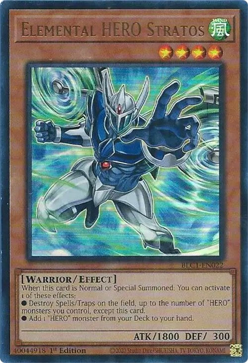 Elemental HERO Stratos (Alternate Art) [BLC1-EN022] Ultra Rare | Arkham Games and Comics