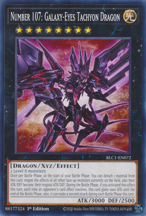 Number 107: Galaxy-Eyes Tachyon Dragon [BLC1-EN072] Common | Arkham Games and Comics