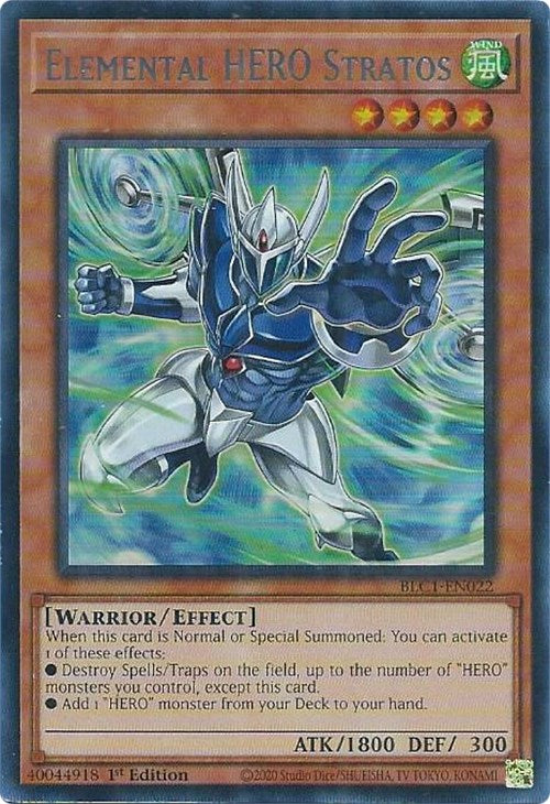 Elemental HERO Stratos (Alternate Art) (Silver) [BLC1-EN022] Ultra Rare | Arkham Games and Comics