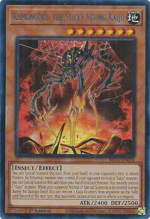 Kumongous, the Sticky String Kaiju (Silver) [BLC1-EN034] Ultra Rare | Arkham Games and Comics