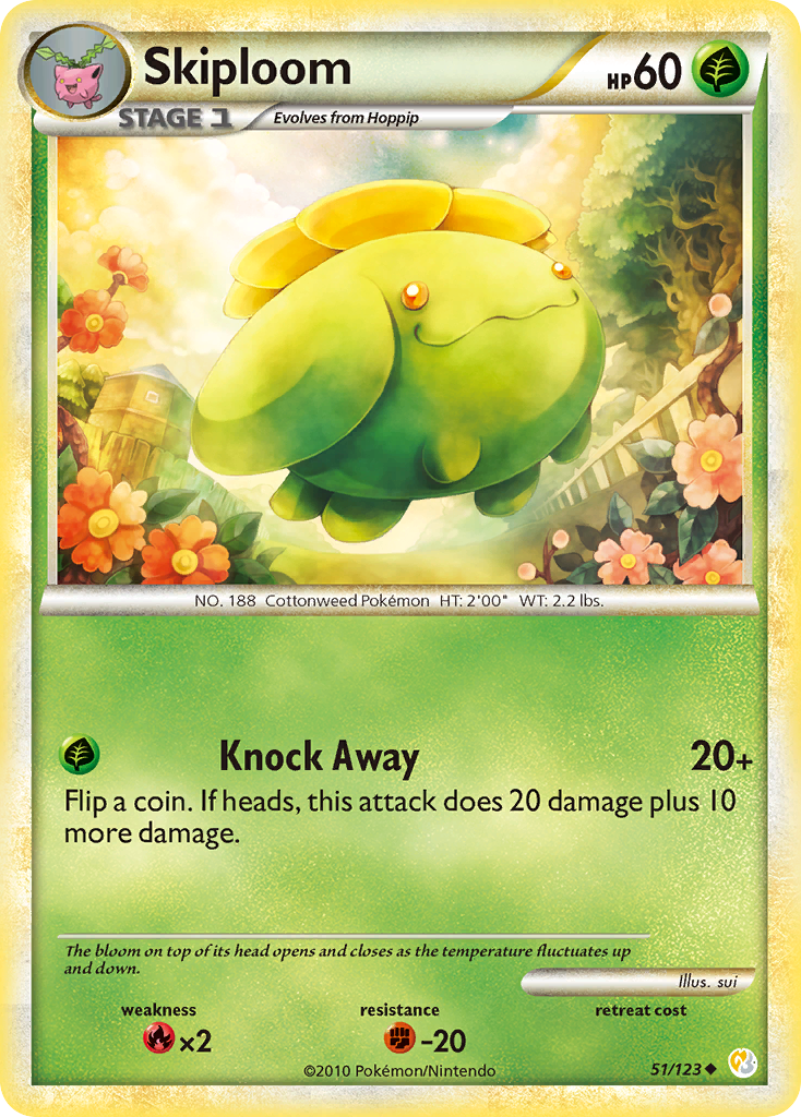 Skiploom (51/123) [HeartGold & SoulSilver: Base Set] | Arkham Games and Comics