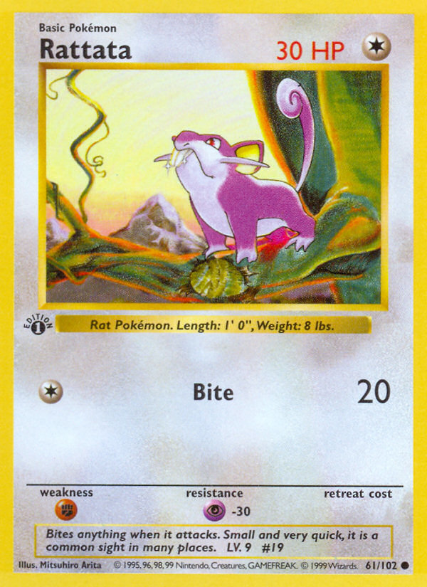 Rattata (61/102) (Shadowless) [Base Set 1st Edition] | Arkham Games and Comics