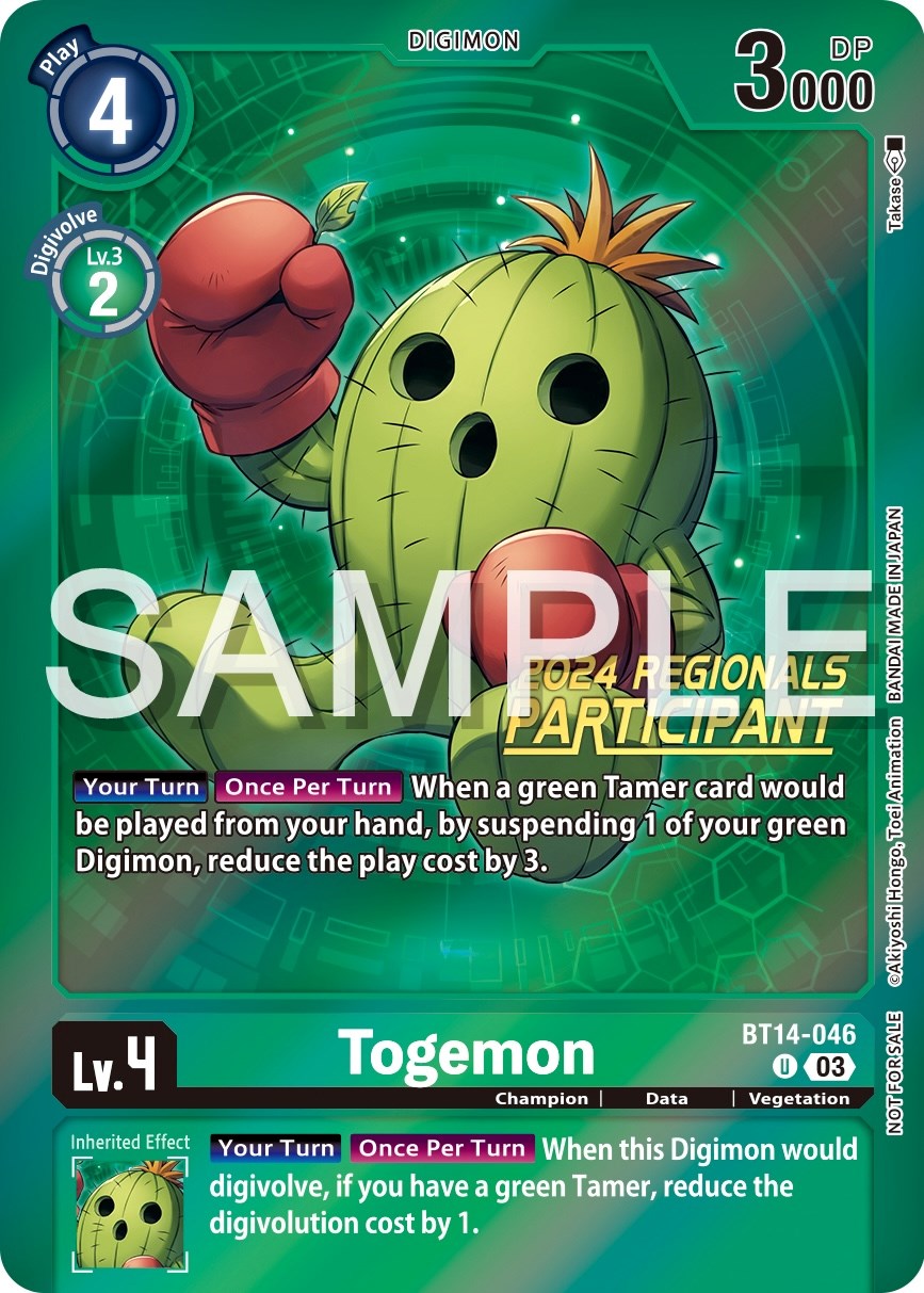 Togemon [BT14-046] (2024 Regionals Participant) [Blast Ace Promos] | Arkham Games and Comics