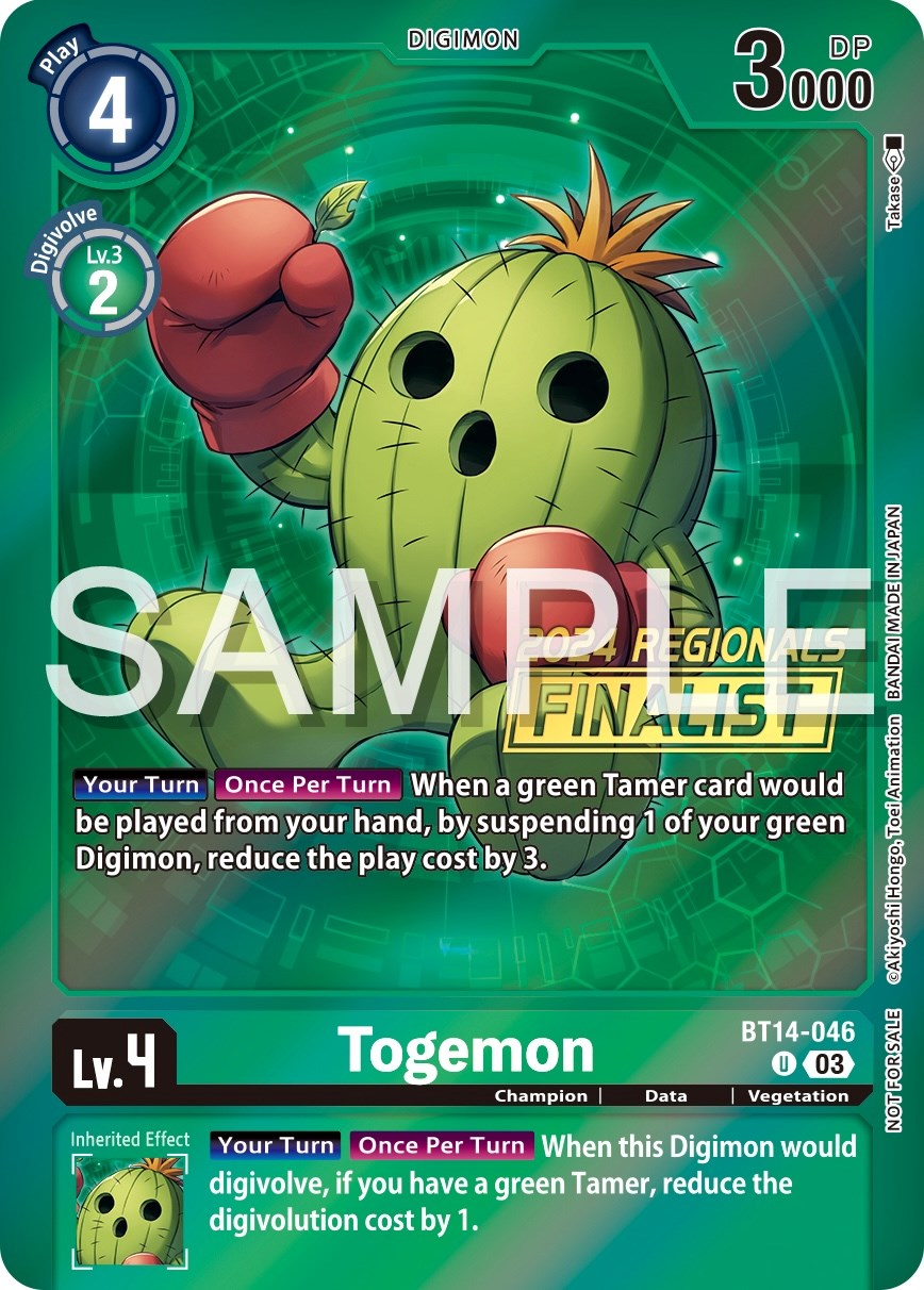 Togemon [BT14-046] (2024 Regionals Finalist) [Blast Ace Promos] | Arkham Games and Comics