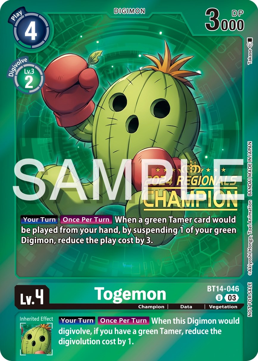 Togemon [BT14-046] (2024 Regionals Champion) [Blast Ace Promos] | Arkham Games and Comics