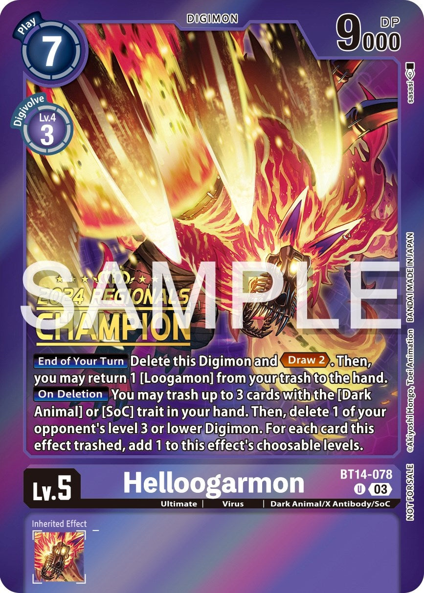 Helloogarmon [BT14-078] (2024 Regionals Champion) [Blast Ace Promos] | Arkham Games and Comics