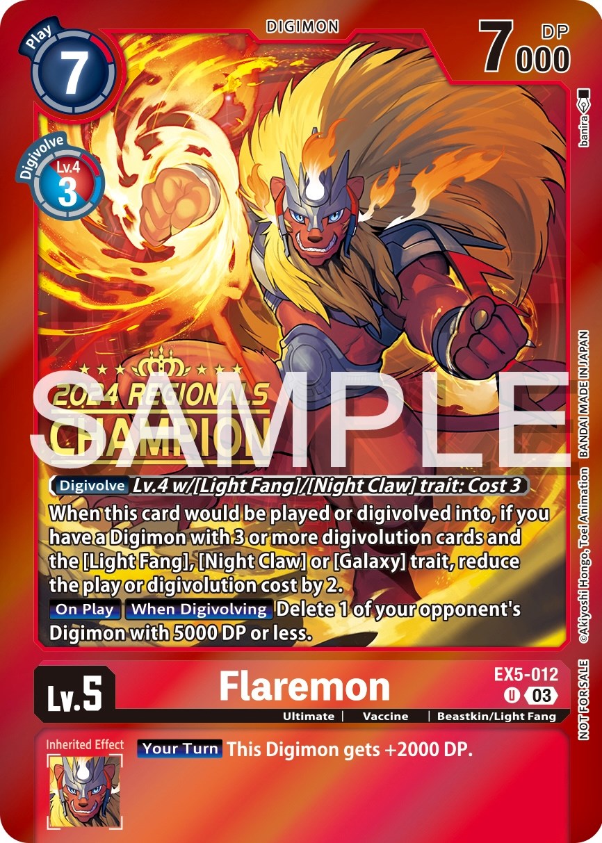 Flaremon [EX5-012] (2024 Regionals Champion) [Animal Colosseum Promos] | Arkham Games and Comics