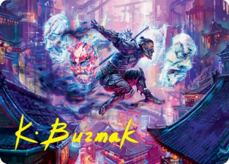 Thousand-Faced Shadow Art Card (Gold-Stamped Signature) [Kamigawa: Neon Dynasty Art Series] | Arkham Games and Comics