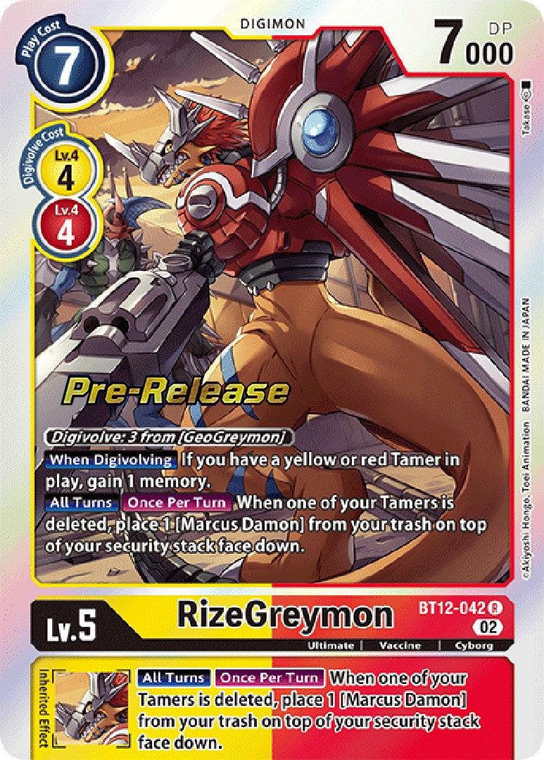 RizeGreymon [BT12-042] [Across Time Pre-Release Cards] | Arkham Games and Comics